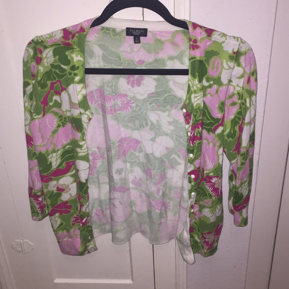 Floral green and pink cardigan